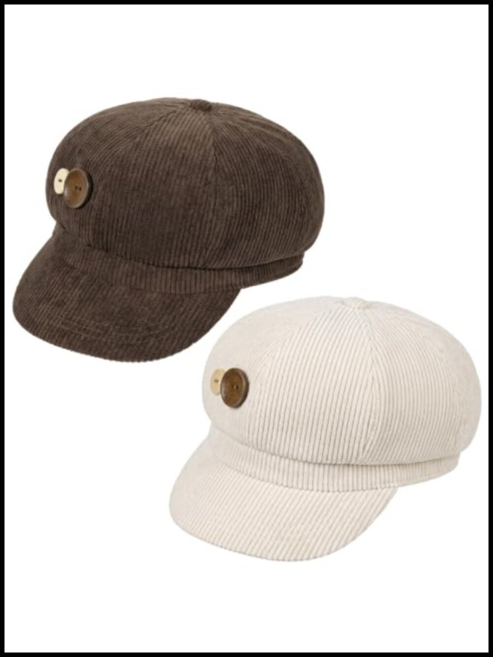 2 Pack Corduroy Newsboy Hats for Women Adjustable Baker Boy Cap Breathable